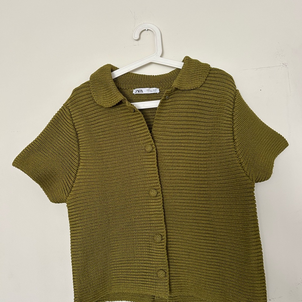 Zara Olive Green Knit Blouse